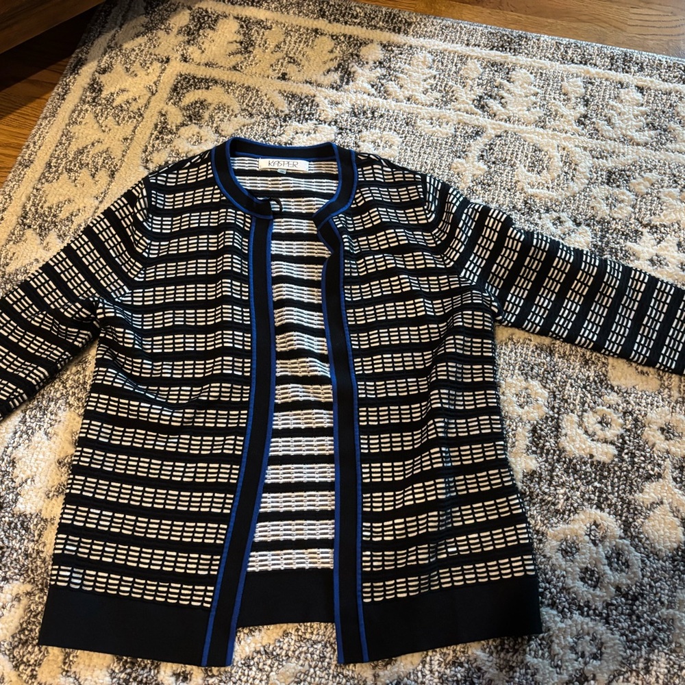 Kasper Black and Blue Women's Cardigan